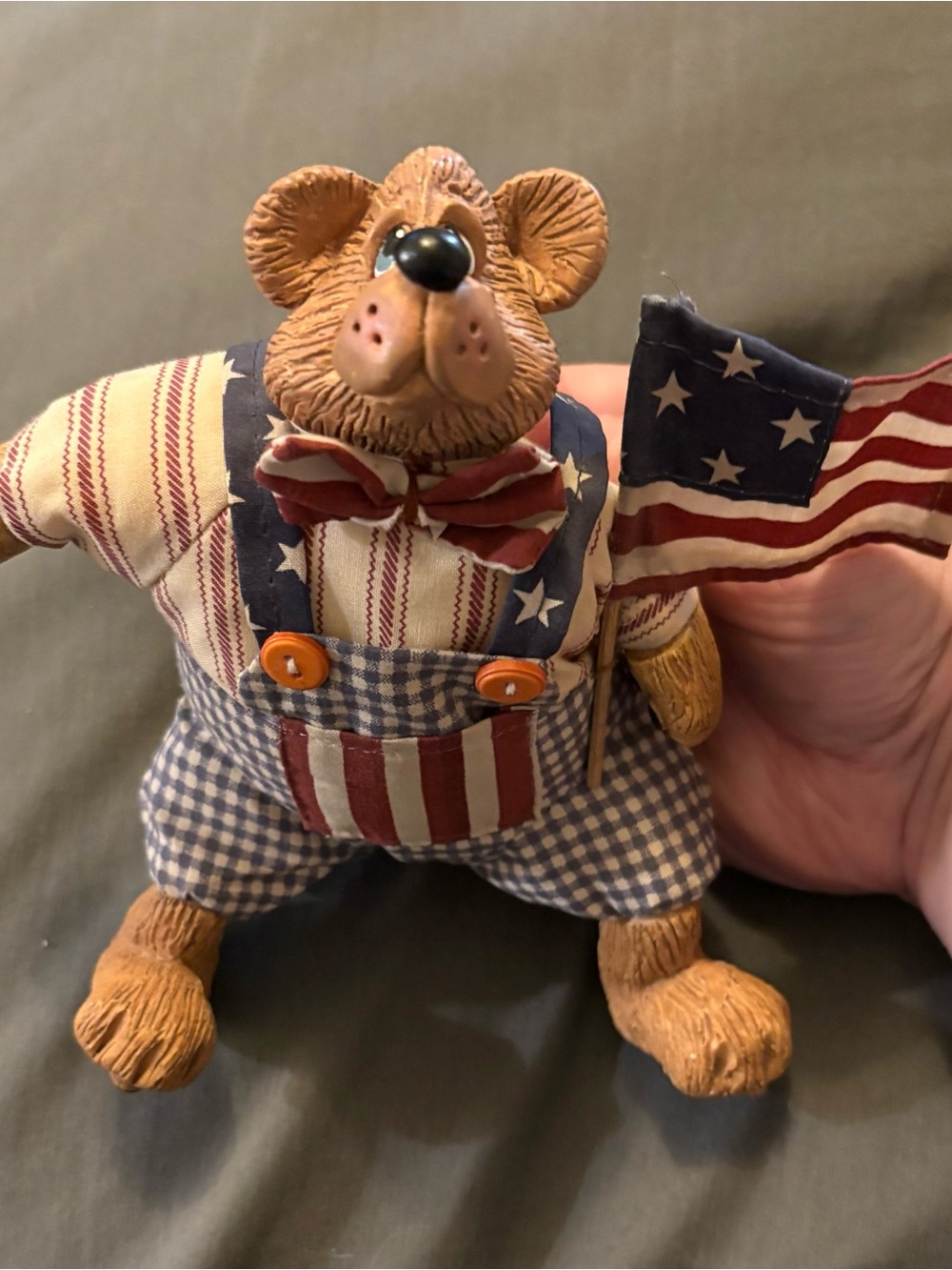 Russ Patriotic Bear Figurine in Red, White & Blue